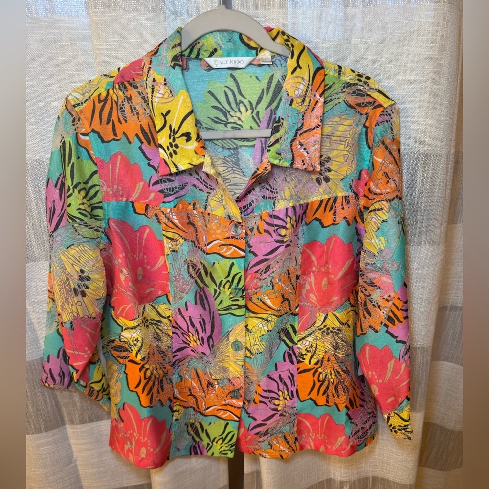 Erin London Multicolor Floral Button Down Shirt